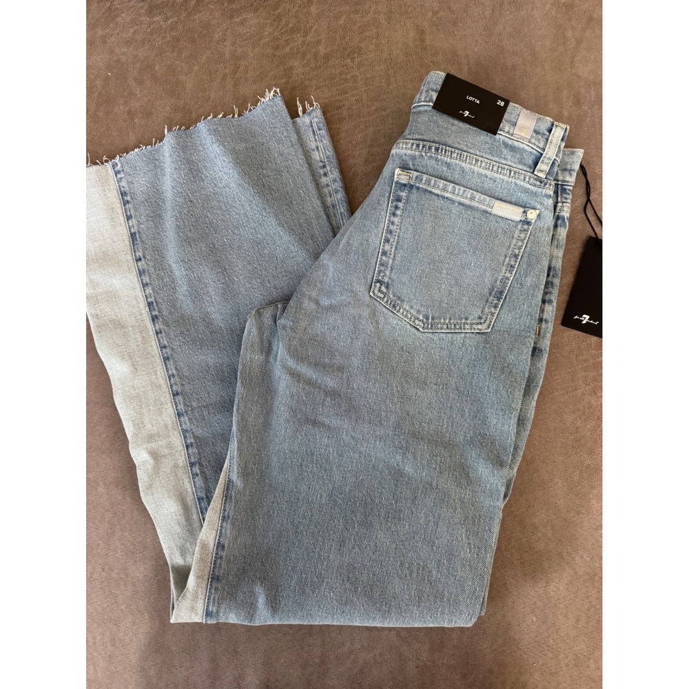 7 For All Mankind Paneled Lotta Wide Leg Jeans Seabreeze Blue Size 28 NWT - Picture 5 of 8